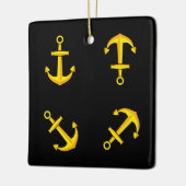 Ornement En Céramique Ensemble d'Ancres en bateau doré (Gauche)