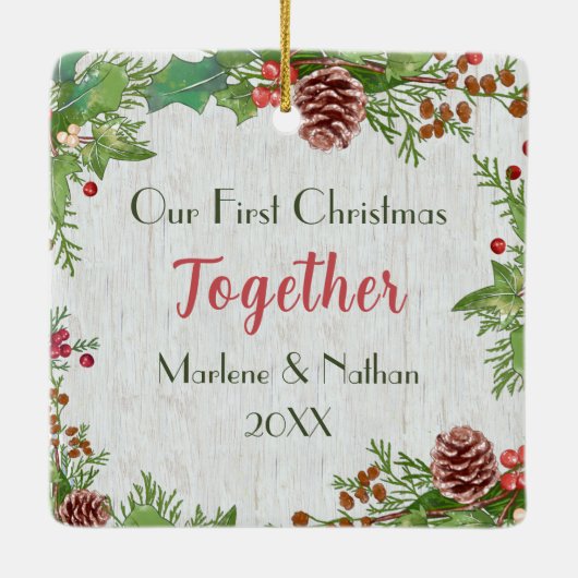 Ornement En Céramique Ensemble photo personnalisée recto-verso Rustic Ho (Dos)