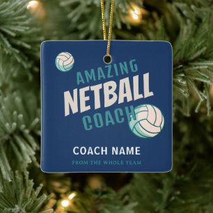 Ornement En Céramique Entraîneur de Netball Incroyable Nom Personnalisé