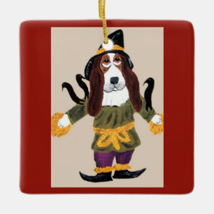 Ornement En Céramique Épouvantail Basset Hound