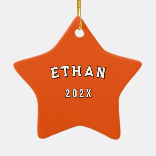 Ornement En Céramique Équipe de crosse cadeaux Orange (Dos)