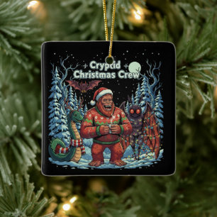Ornement En Céramique Équipe de Noël drôle de cryptide Bigfoot, Mothma