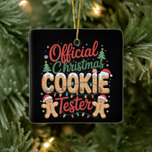 Ornement En Céramique Équipe officielle de testeurs de biscuits de Noël