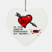 Ornement En Céramique Éric est la flèche par mon coeur (Dos)