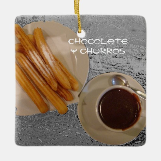 Ornement En Céramique Escroquerie Churros de Caliente de chocolat (Devant)