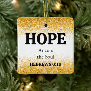 Ornement En Céramique Espoir du verset biblique en or glitter pour Noël
