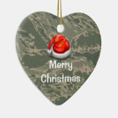 Ornement En Céramique États-Unis Green Camo Heart Joyeux Noël Ornament (Droite)