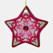 ORNEMENT EN CÉRAMIQUE ÉTOILE BLEU ROSE ABSTRAITE AVEC PIERRE FUCHSIA GEM (Devant)