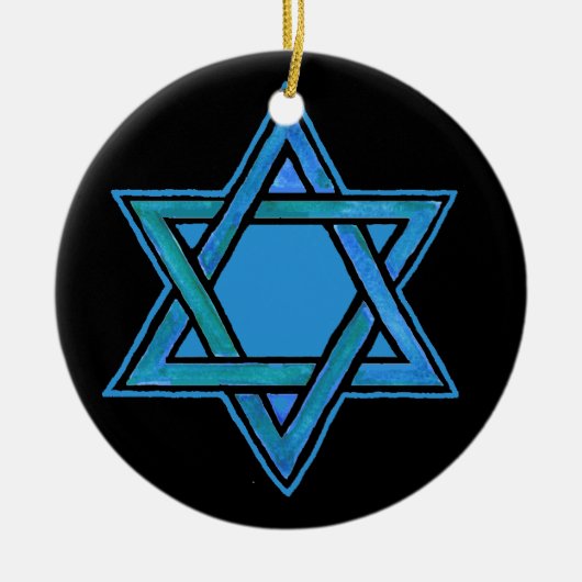 Ornement En Céramique Étoile de David Ornament (Devant)