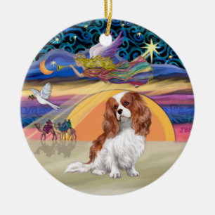 Ornement En Céramique Étoile de Noël - Blenheim Cavalier King Charles