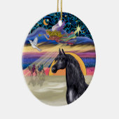 Ornement En Céramique Étoile de Noël - Cheval arabe (noir) (Droite)