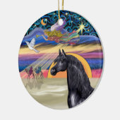 Ornement En Céramique Étoile de Noël - Cheval arabe (noir) (Gauche)