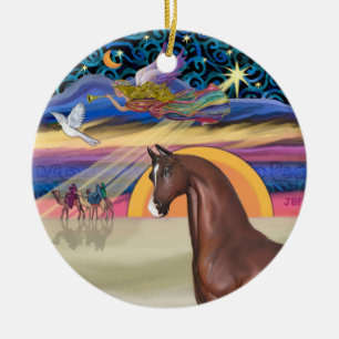 Ornement En Céramique Étoile de Noël - Cheval (marron)