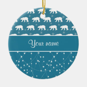 Ornement En Céramique Étoiles de scintillement d'ours blancs