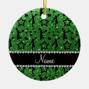 Ornement En Céramique Étoiles vertes nommées de parties scintillantes