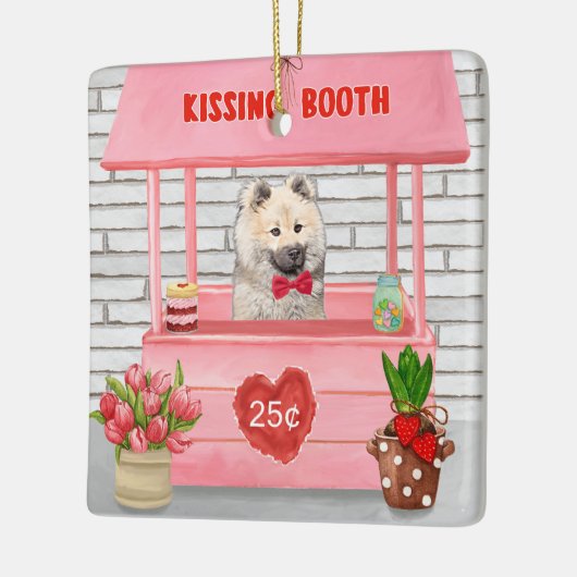 Ornement En Céramique Eurasier Chien Valentine's Day Kissing Booth (Gauche)