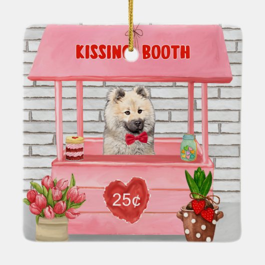 Ornement En Céramique Eurasier Chien Valentine's Day Kissing Booth (Dos)