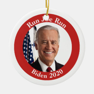 Ornement En Céramique Exécuter Joe Run - Biden 2020 - Votre texte à l'ar