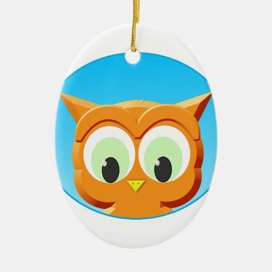 Ornement En Céramique Face D'Une Petite Chouette (Devant)