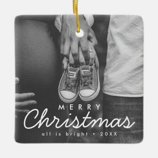 Ornement En Céramique Faire-part de grossesse Noël (Devant)