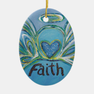 Ornement En Céramique Faith Angel Word Art Cadeau de vacances
