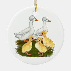 Ornement En Céramique Famille de canards à crête