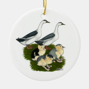 Ornement En Céramique Famille de canards Pie bleue