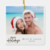 Ornement En Céramique Famille de Noël amis simple (Devant)