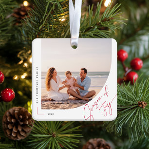 Ornement En Céramique Famille moderne Photo double face Noël