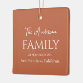 Ornement En Céramique Famille Orange et Blanc simple personnalisable (Gauche)