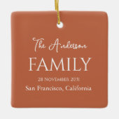 Ornement En Céramique Famille Orange et Blanc simple personnalisable (Devant)