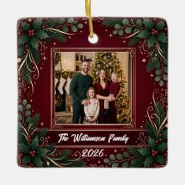 Ornement En Céramique Famille Photo Noël Céramique Bourguignon Verdure