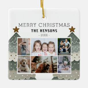Ornement En Céramique Famille Sapin de Noël 6 Collage Photo 