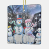 Ornement En Céramique Famille Snowman (Gauche)