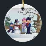 Ornement En Céramique Famille Snowman - 1 Garçon<br><div class="desc">Famille Snowman personnalisée - 1 Garçon</div>