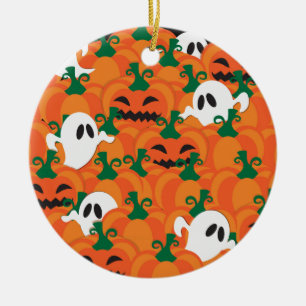 Ornement En Céramique Fantômes d'Halloween Patch de citrouille hantée