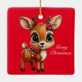 Ornement En Céramique Faon, Biche, Renne 🦌🎄Joyeux Noël (Dos)