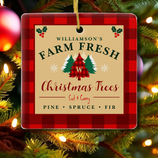 Ornement En Céramique Farm Fresh Christmas Trees - Christmas pattern