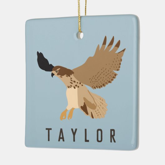 Ornement En Céramique Faucon à queue rousse en vol personnalisé (Gauche)