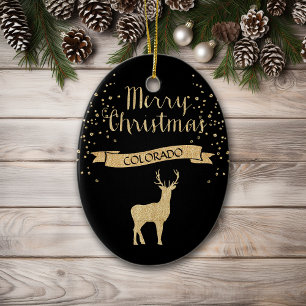 Ornement En Céramique Faux Parties scintillant Black Gold Elk Colorado