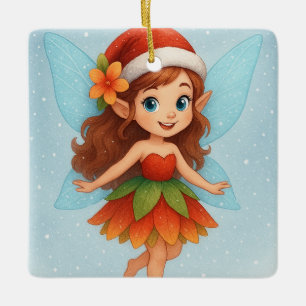 Ornement En Céramique Fée de Noël Magique, Fée de l'Hiver Mignonne
