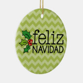 Ornement En Céramique Feliz Navidad avec les chevrons verts (Droite)