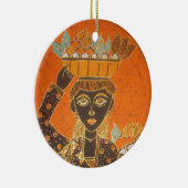 Ornement En Céramique Femme africaine portant panier d'art (Droite)