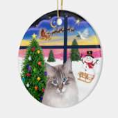 Ornement En Céramique Fenêtre de Noël - chat Ragdoll (Gauche)