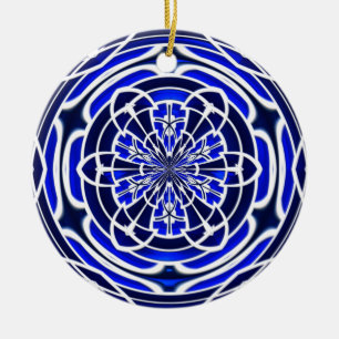 Ornement En Céramique Fenêtre en verre teinté de bleu marine