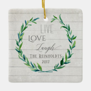 Ornement En Céramique Ferme Noël Aquarelle Wreath avec photo