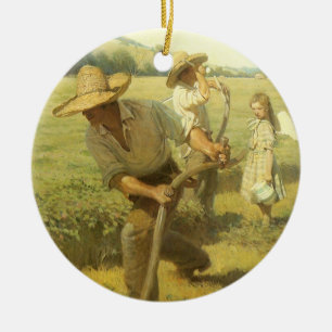 Ornement En Céramique Fermiers Vintage, Retour à la ferme par NC Wyeth