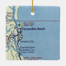 Fernandina Plage FL Carte Vintage