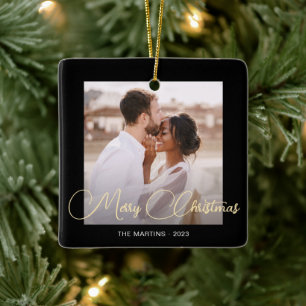 Ornement En Céramique Festif Black Winter Deer Photo Noël