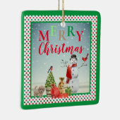 Ornement En Céramique Festif hiver Snowman scène (Droite)